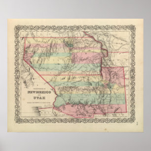Poster Territoires du Nouveau-Mexique et de l'Utah