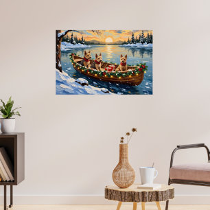 Poster Tervueren Fox Terrier Noël Bateau Fêtes