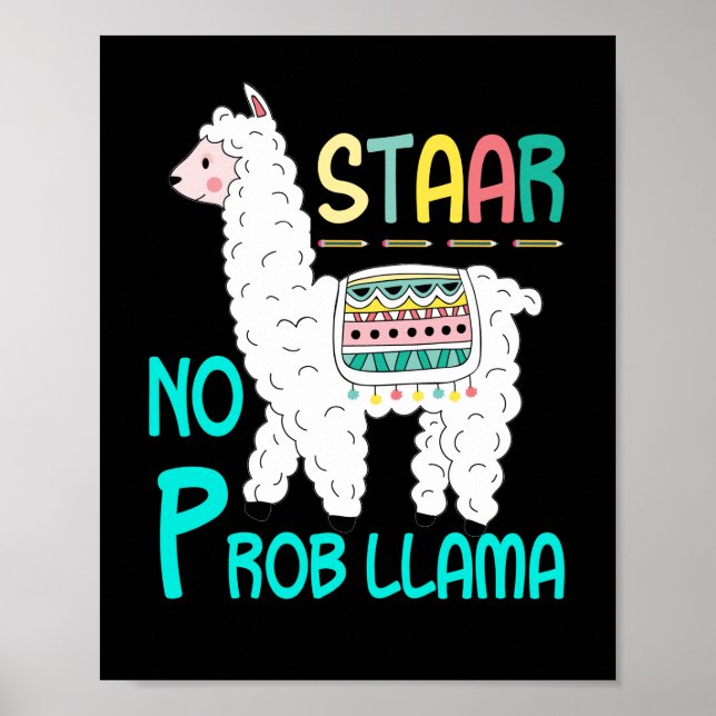Poster Test STAAR No Prob Llama Test de l'examen enseigna (Devant)