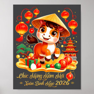 Poster Tét Binh Ngo 2026 Nouvel An vietnamien Chuc Mung N