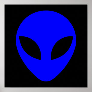 Poster Tête Alien bleue