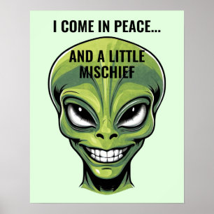 Poster Tête Alien verte