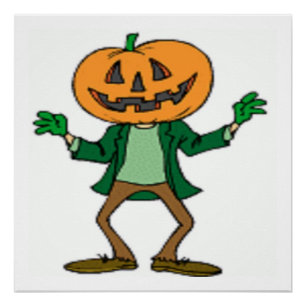 POSTER TÊTE CITROUILLE HALLOWEEN
