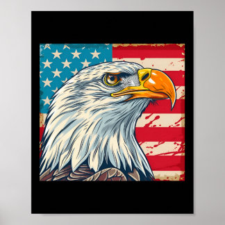 Poster Tête d'aigle Drapeau Usa Drapeau américain