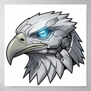 Poster Tête d'Aigle Robotique Futuriste Aigle Chauve Cybe