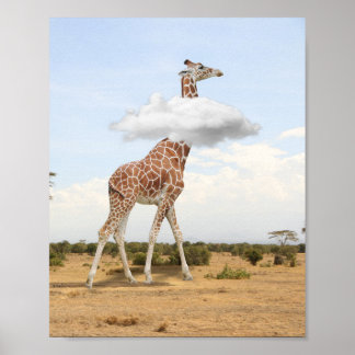Poster Tête dans la girafe des nuages