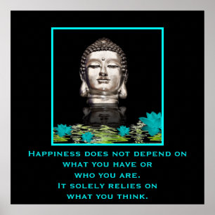 Poster Tête de Bouddha avec une citation inspirante sur l