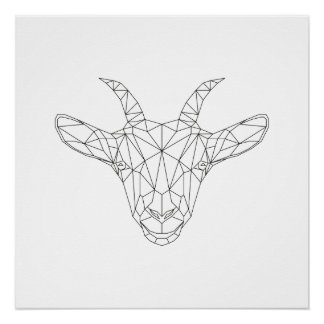 Poster Tête de chèvre Géométrique Noir & Blanc Art Modern
