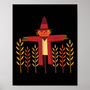 Poster Tête de Citrouille de Scarecrow Champ de blé Autom