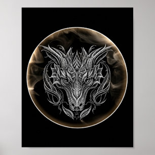 Poster Tête de dragon Abstraite en esthétique
