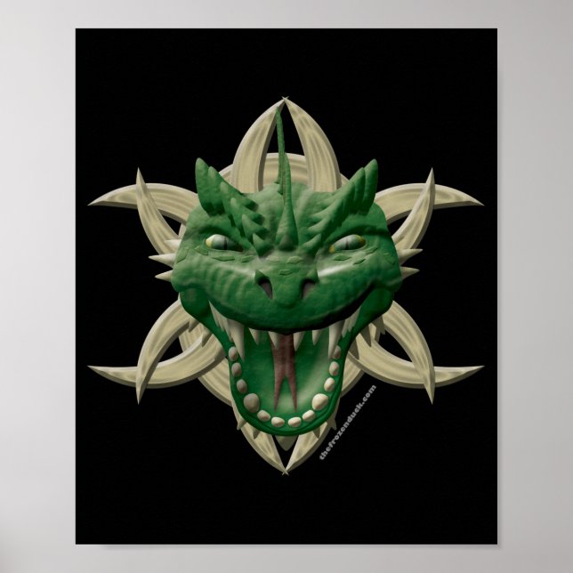 Poster Tête de dragon - Vert (Devant)
