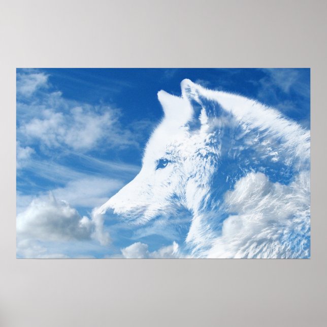 Poster Tête de loup de nuage (Devant)