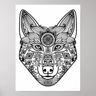 Poster Tête de loup inspirée 2