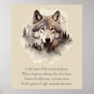 Poster Tête de loup magnifique et poème II