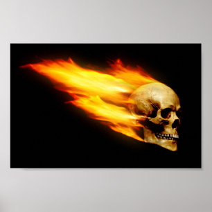 Poster Tête de mort avec flammes