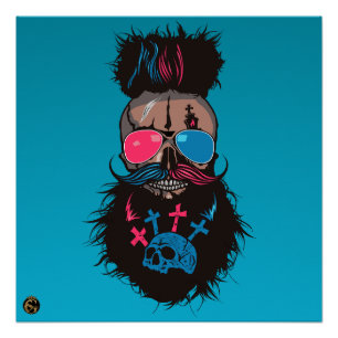 Poster Tête de mort punk hipster G-skulls crâne mort