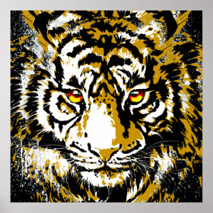 Poster Tête de tigre beige - Carré d'affiche de tigre