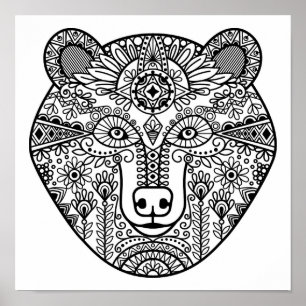 Poster Tête d'ours style 2