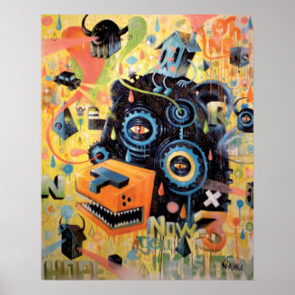 Poster Tête d'ours volant