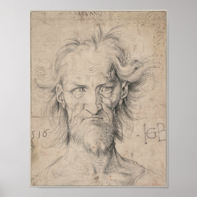 Poster Tête du Vieux Homme à Portée (Saturne) par Durer (Devant)