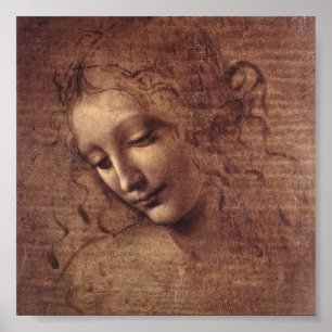 Poster Tête d'une jeune femme avec les cheveux ébouriff