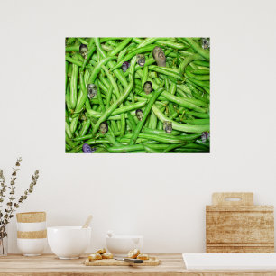Poster Têtes de haricots verts frais de jardin amusants