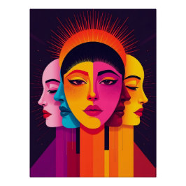 Poster Têtes géométriques abstraites