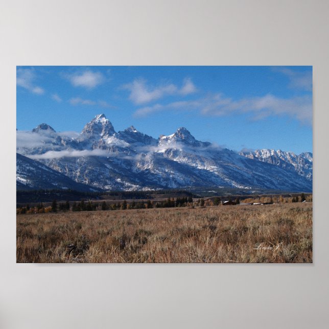 Poster Teton Mountains in Western USA Canvas Print (Devant)