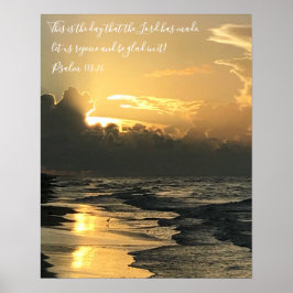 Poster Texas Beach Sunrise, Écriture Verse, Psaume 118:24