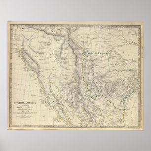 Poster Texas, Californie (N) Mexique
