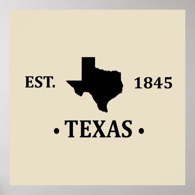 Poster Texas carte noir l'état étoile seule (Devant)