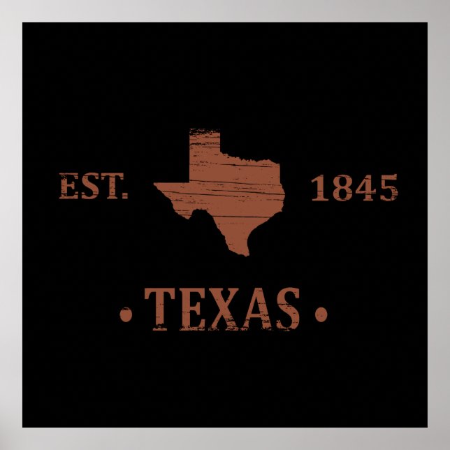 Poster Texas cartographie l'état étoile solitaire (Devant)