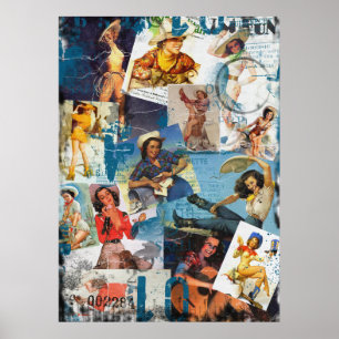 Poster Texas Eclectic : Collection Vintage Cowgirl No 2