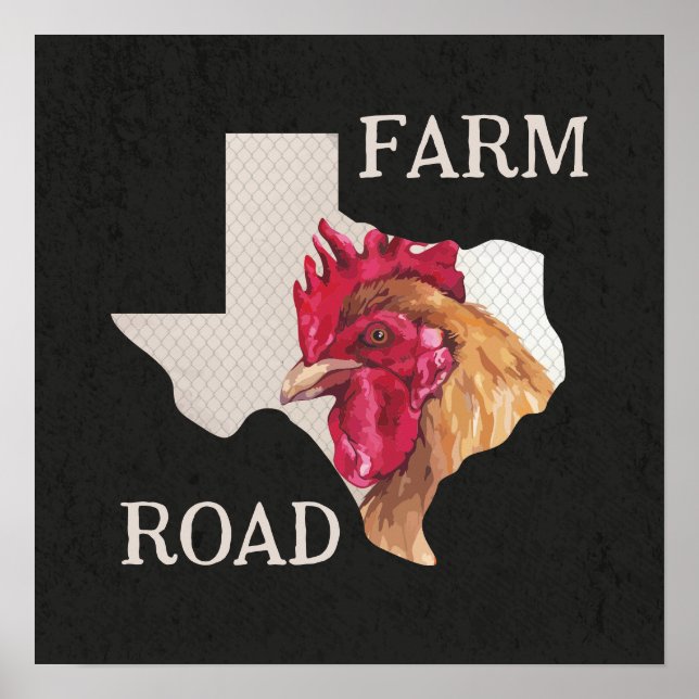 Poster Texas Farm Road Chicken (Devant)