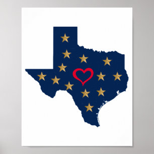 Poster Texas Love and Shining Stars in the Lone Star Stat