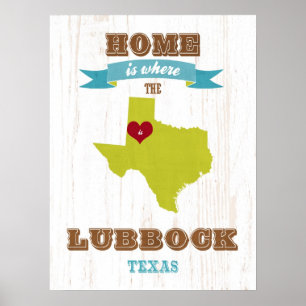 Poster Texas State Map Art - Love Lubbock Art