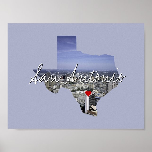 Poster Texas State Photo insert and town name (Devant)
