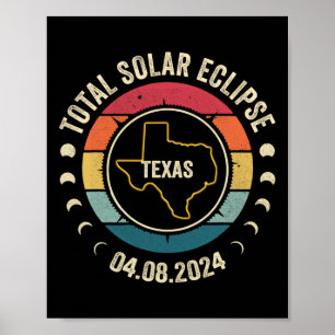 Poster Texas Total Solar Eclipse 2024 Totalité américaine