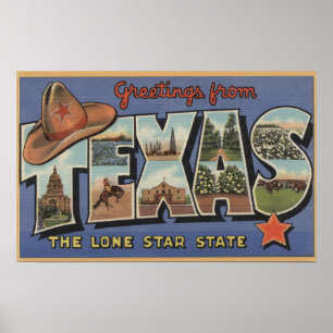 Poster TexasGreetings de l'état solitaire d'étoile