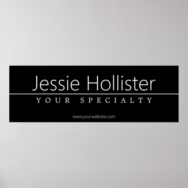 Poster Texte blanc classique simple en noir (Devant)