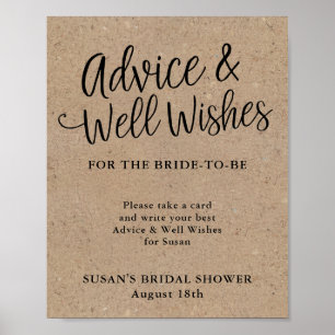 Poster Texte de conseils et vœux de mariage Rustic Kraft 