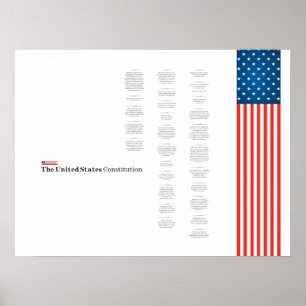 Poster Texte de la Constitution américaine Drapeau améric