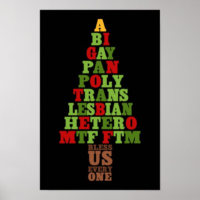 Poster Texte de l'arbre de Noël de la diversité (Devant)