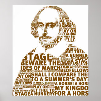 Poster Texte de Sakespeare brun