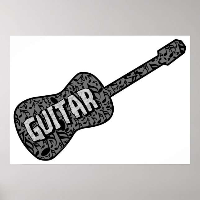 Poster Texte des notes de musique de guitare (Devant)