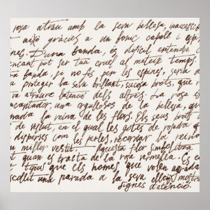 Poster Texte du manuscrit d'encre Brown rétro