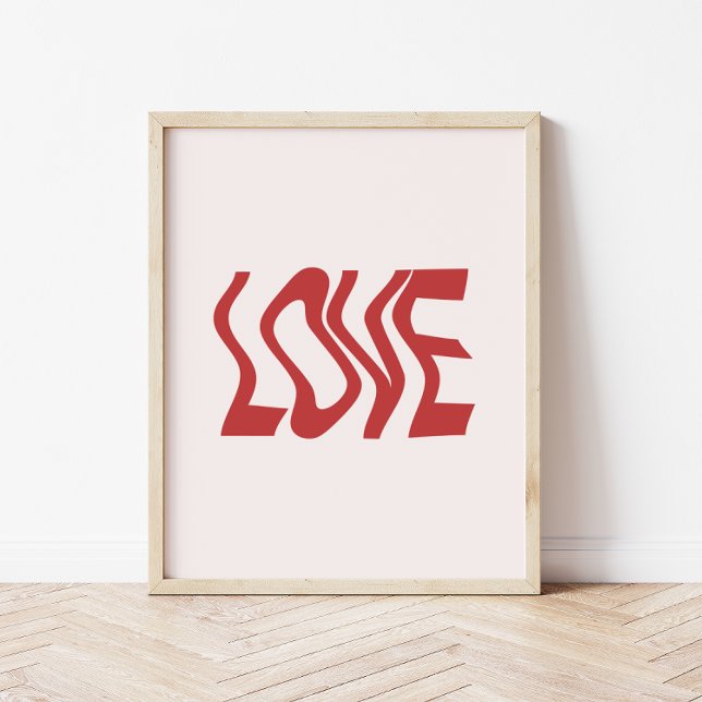 Poster Texte ondulé 'Amour' rétro minimaliste (Créateur téléchargé)