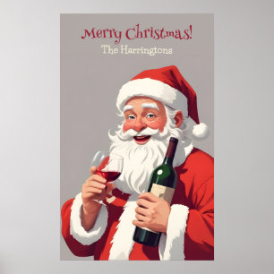 Poster Texte personnalisé amusant Drunk Père Noël