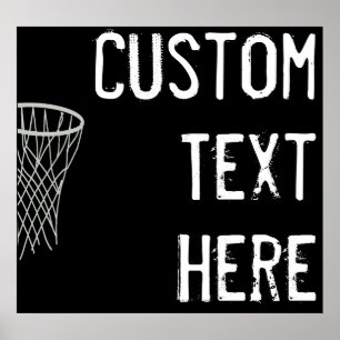 Poster Texte personnalisé Black & White Joueur de basketb