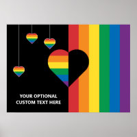 Texte personnalisé Coeurs arc-en-ciel et bandes